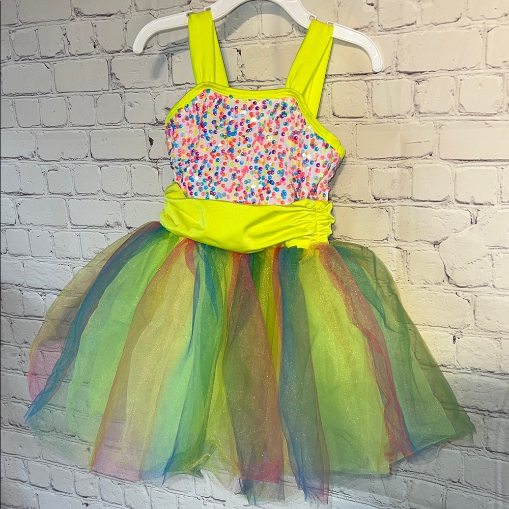 Sequined Colorful Kids Costume Tulle Dress. Layers and layers. Sparkly exc cond